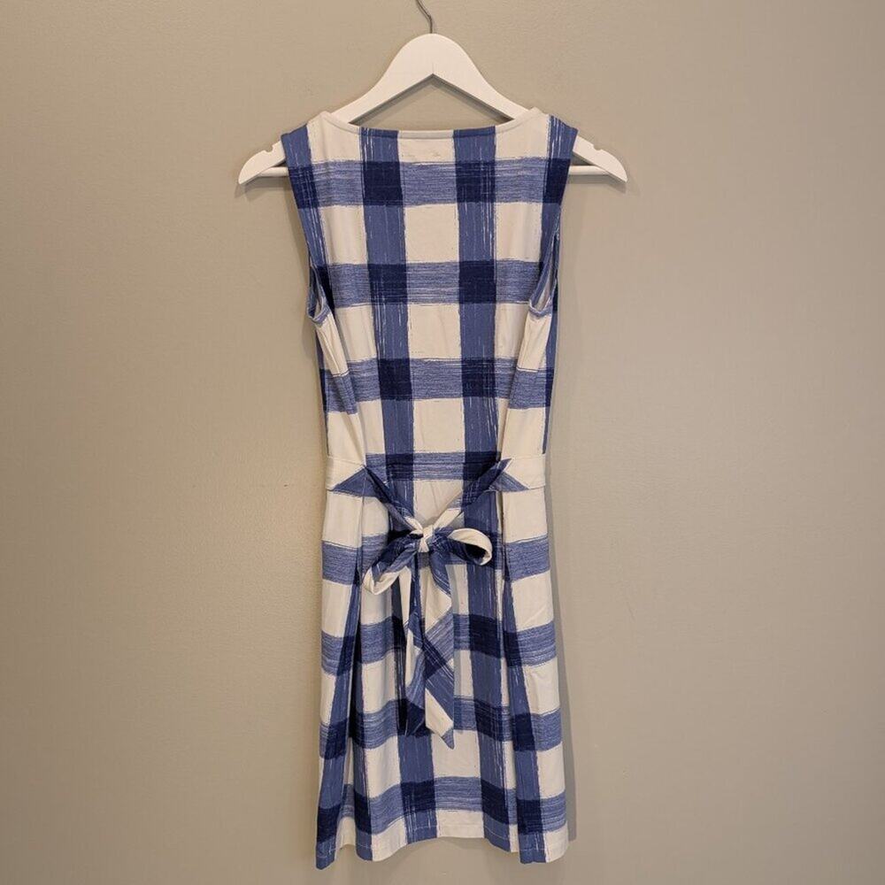 Vineyard Vines Flare Dress Painted Gingham Print Sleeveless Blue/White - Size S - Picture 2 of 6